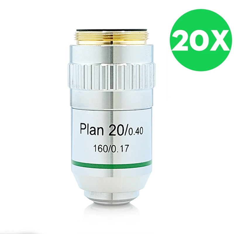 Lente objetivo acromática de Plan de microscopio 4X 10X 20X 40X 100X objetivos de microscopio metalúrgico biológico rosca de 20,2 RMS: YELLOW