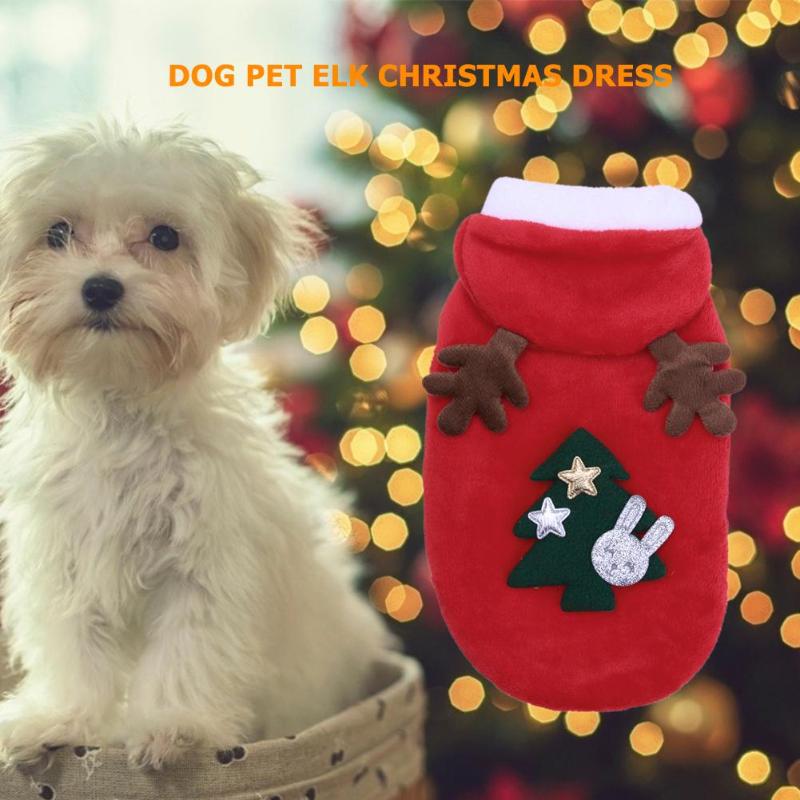 Kerst hondenkleding rode jas patroon hond huisdier fleece hondenkleding hondenjas kerst schattige huisdier puppy eland capuchon warme jas