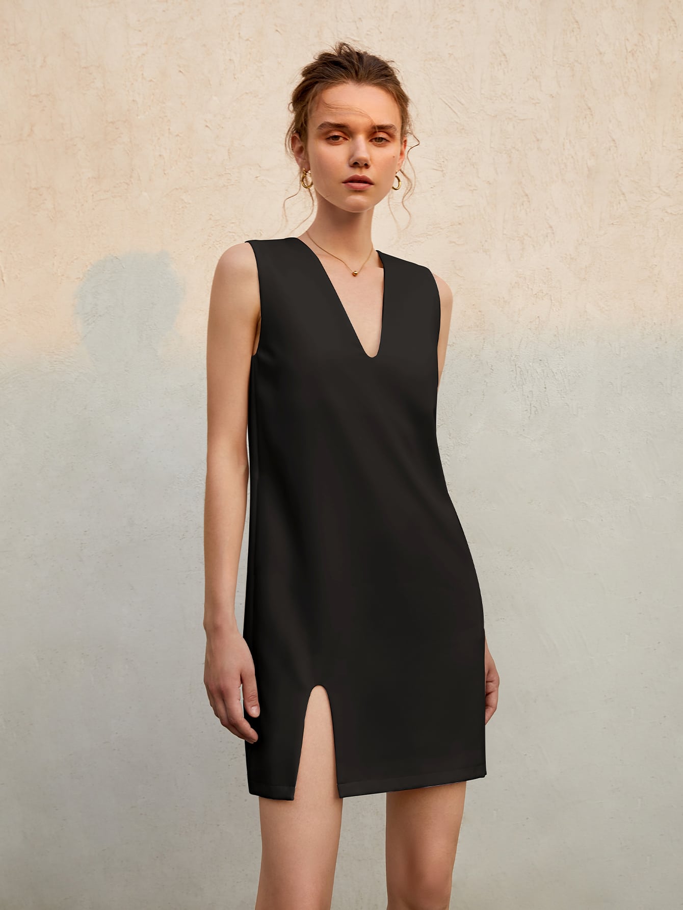 Vestido de verano francés sin mangas para mujer, minivestido de verano holgado y adelgazante de alta costura