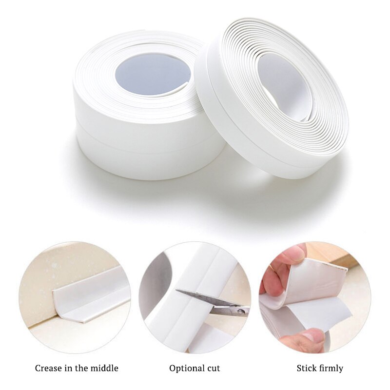 Wasserdicht 3,4 mx38mm 22mm Fenster Schlecht Band Dicht Streifen Pvc Küche Zauberstab Aufkleber Naht Wc Ecke Dichtung Streifen Schlecht hause