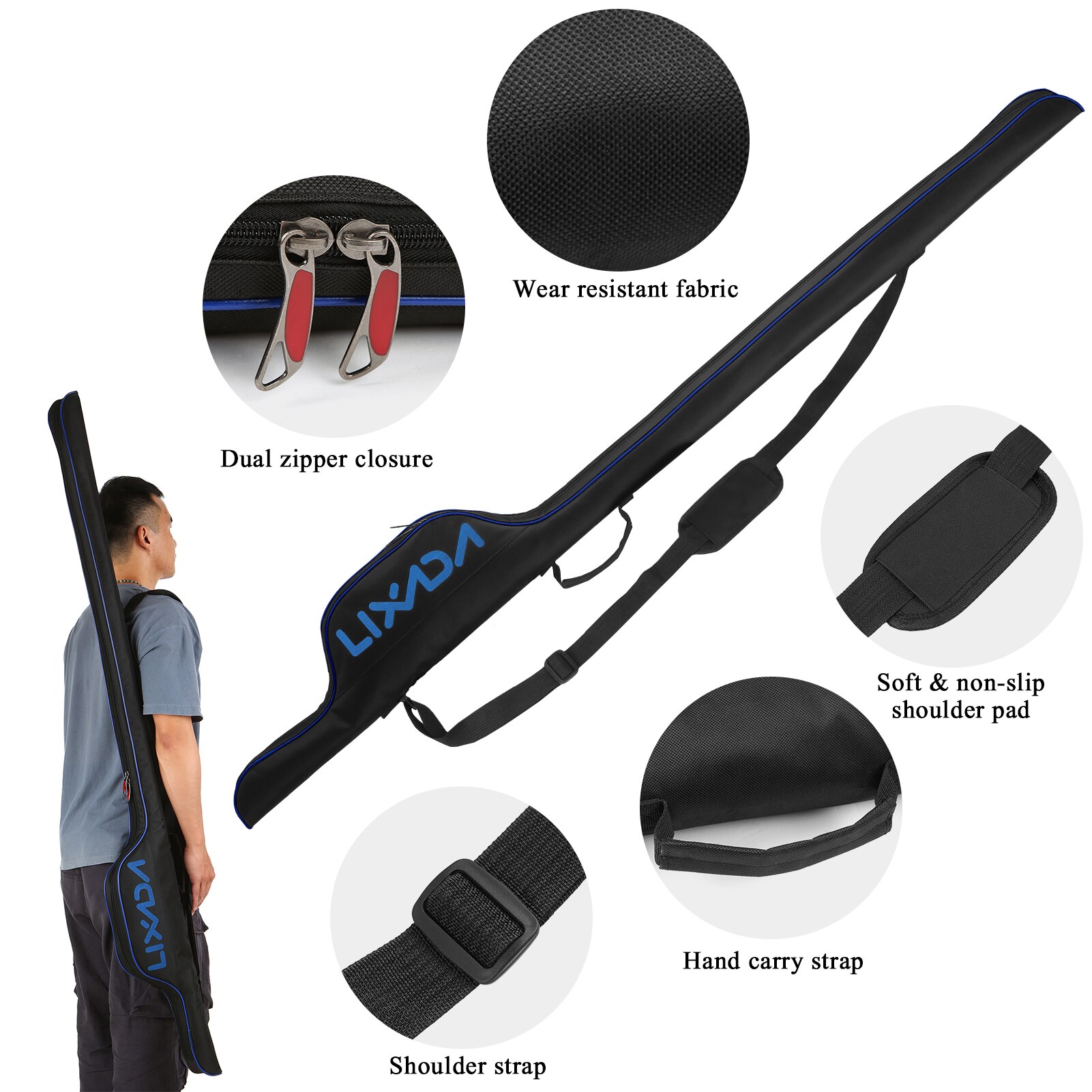 Lixada-bolsa para caña de pescar, funda plegable para caña de pescar, resistente al agua, organizador de aparejos, bolsa de almacenamiento