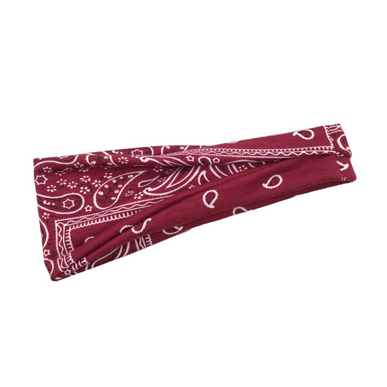 Diademas bohemias, bandas para el cabello de Cachemira, turbante anudado, diadema elástica, envolturas para la cabeza, diademas de tela a rayas para mujeres y niñas: Borgoña