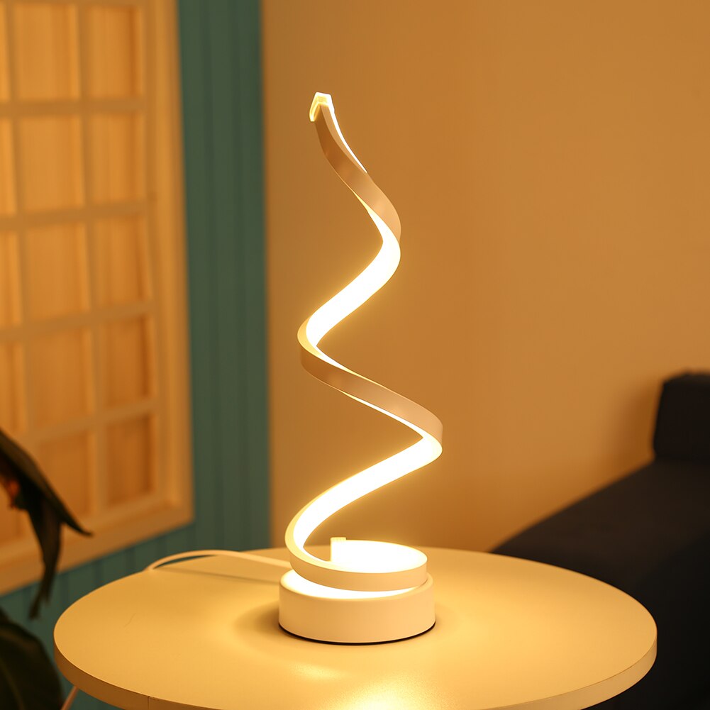 Husholdning nattlys skrivebord akryl jern buet belysning moderne ledet spiral lys soverom stue nattbord lamper