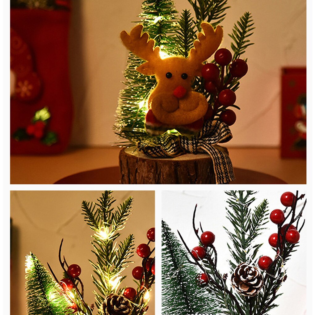 Merry Christmas Desktop Xmas Tree Ornament Home Office Table Top Glowing Tree Decor Year Decoration