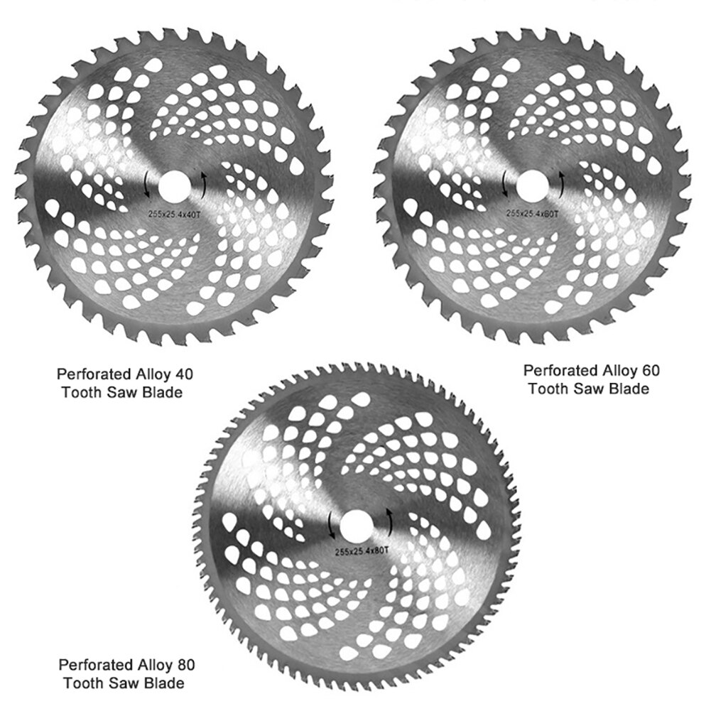1pc 255mm 40T/60T/80T débroussailleuse lame tondeuse à gazon Cutter pour couper l'herbe arbre lame de coupe remplacement lame de scie circulaire