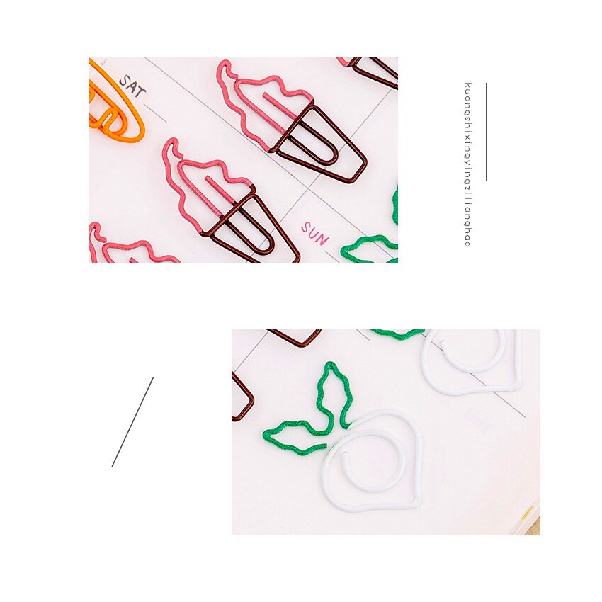 Paquete de 5 unidades de pinzas de papel con dibujos de frutas, artículos de papelería para estudiantes, escuela y oficina