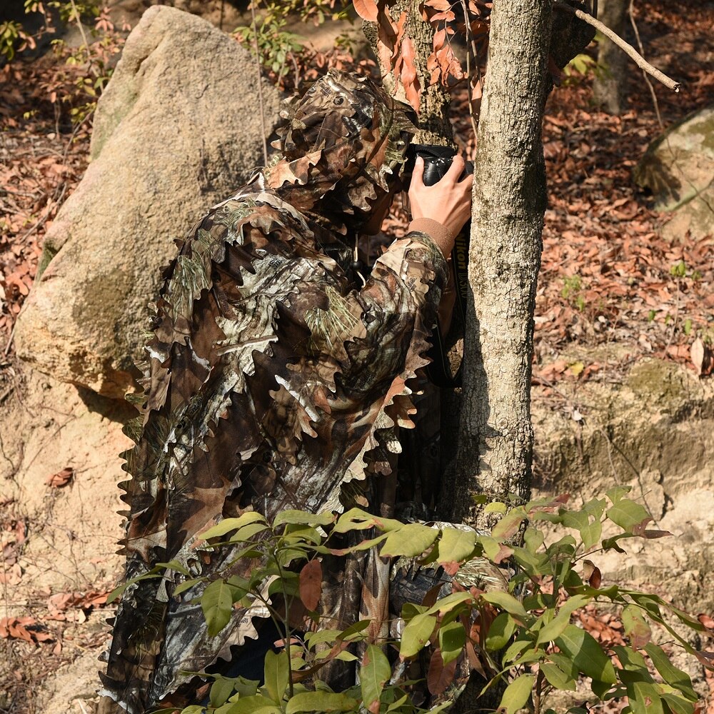 Capa de hoja de arce 3D para caza, traje Ghillie, ropa de camuflaje biónico, capa de Sigilo para observación caza y tiro CS