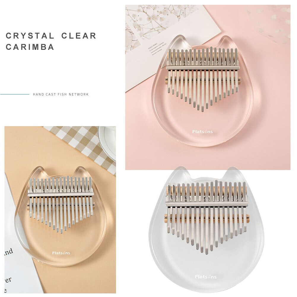Transparent Cat Shap kimi kalimba 17 key thumb piano transparent crystal finger piano kalimba beginner Acrylic Thumb Piano