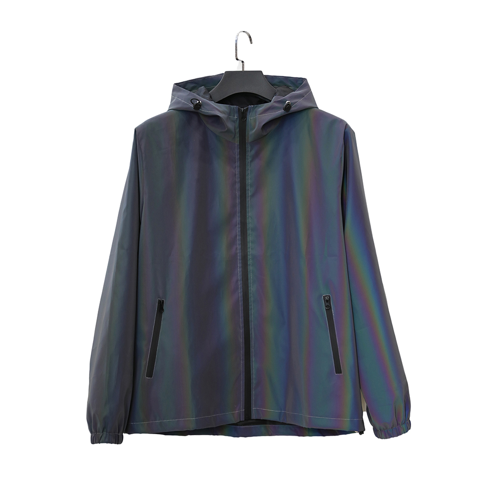 Männer Reflektierende Jacke Farbverlauf Bunte Hüfte-hüpfen Streetwear Nacht Ich bin Freien Mit Kapuze Winddicht Mäntel tanzen Skateboard Kleidung: M
