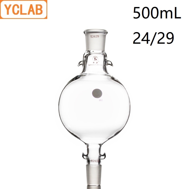 YCLAB 500mL Liquid Storage Ball Chromatography Reservoir Flask 24/29 Ground - In Mouth Borosilicate 3.3 Glass Chemistry Labware