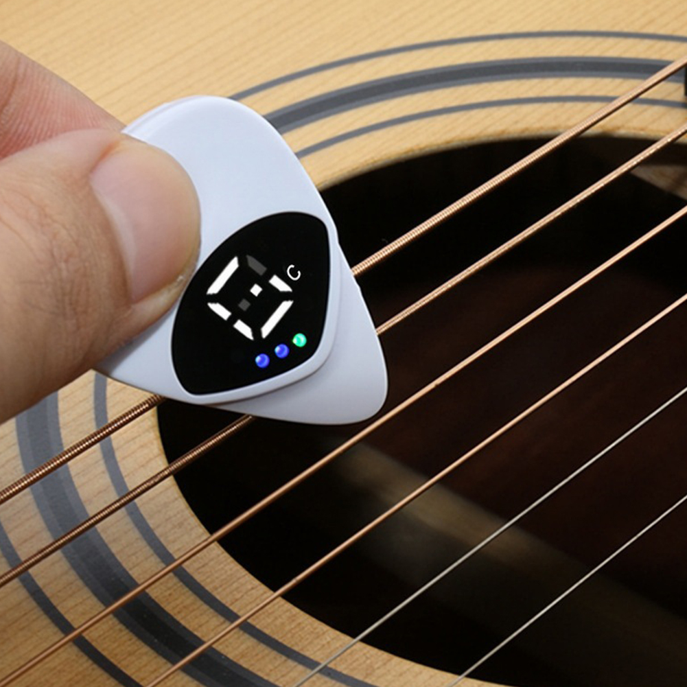 Draagbare Gitaar Pick Tuner Combo 2-in-1 Gitaar Pick Folk Gitaar Ukelele Tuner voor Akoestische/Elektrische Gitaar bas