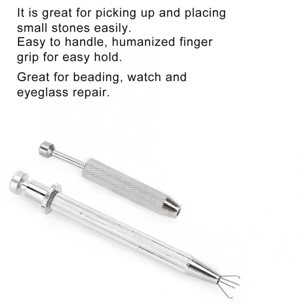 1pc Metal 4 Prongs Bead Holder Jewelry Bead Grasping Pick Up Tool Silver 11/6cm Portable Grabber For Diamond Stones Ball Tweezer