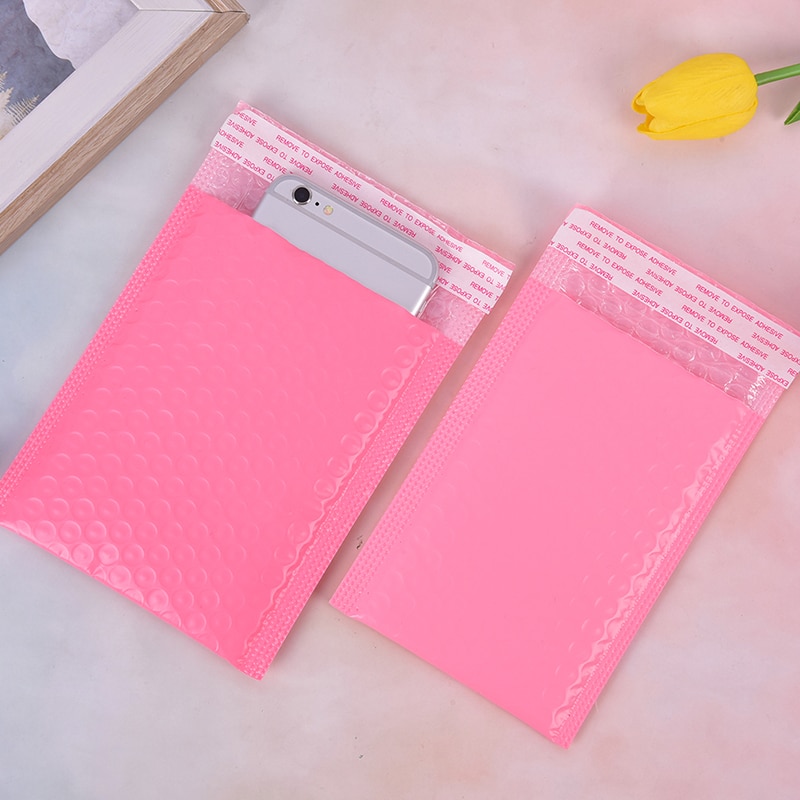10 st/lot rosa papper bubbel vadderade brev kuvert påse bubbel post kuvert påse förpackning påsar brevpåsar