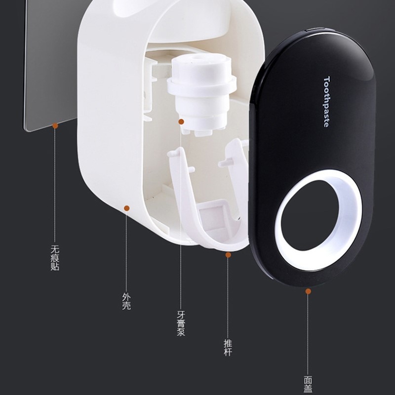 Automatic Toothpaste Dispenser Toothbrush Holder Wall Mount Stand Bathroom Accessories Set Toothpaste Squeezer Toothpaste Rack