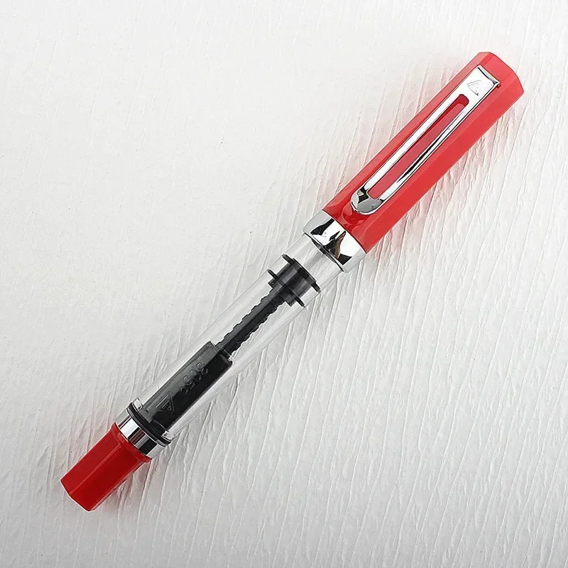 Penna stilografica a pistone 3059 di alta qualità Penna a inchiostro trasparente in resina EF/F Pennino 0,38/0,5 mm Penna stilografica attività commerciale Gif: Grigio chiaro / XF