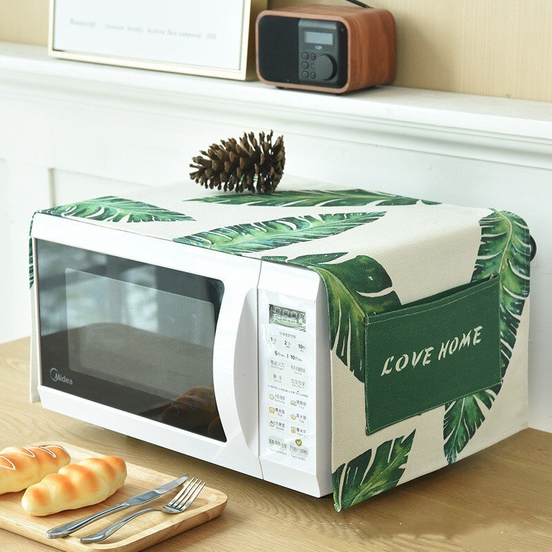 Cubierta de algodón de lino para horno microondas accesorios para cocina cubierta impermeable para horno microondas de cocina