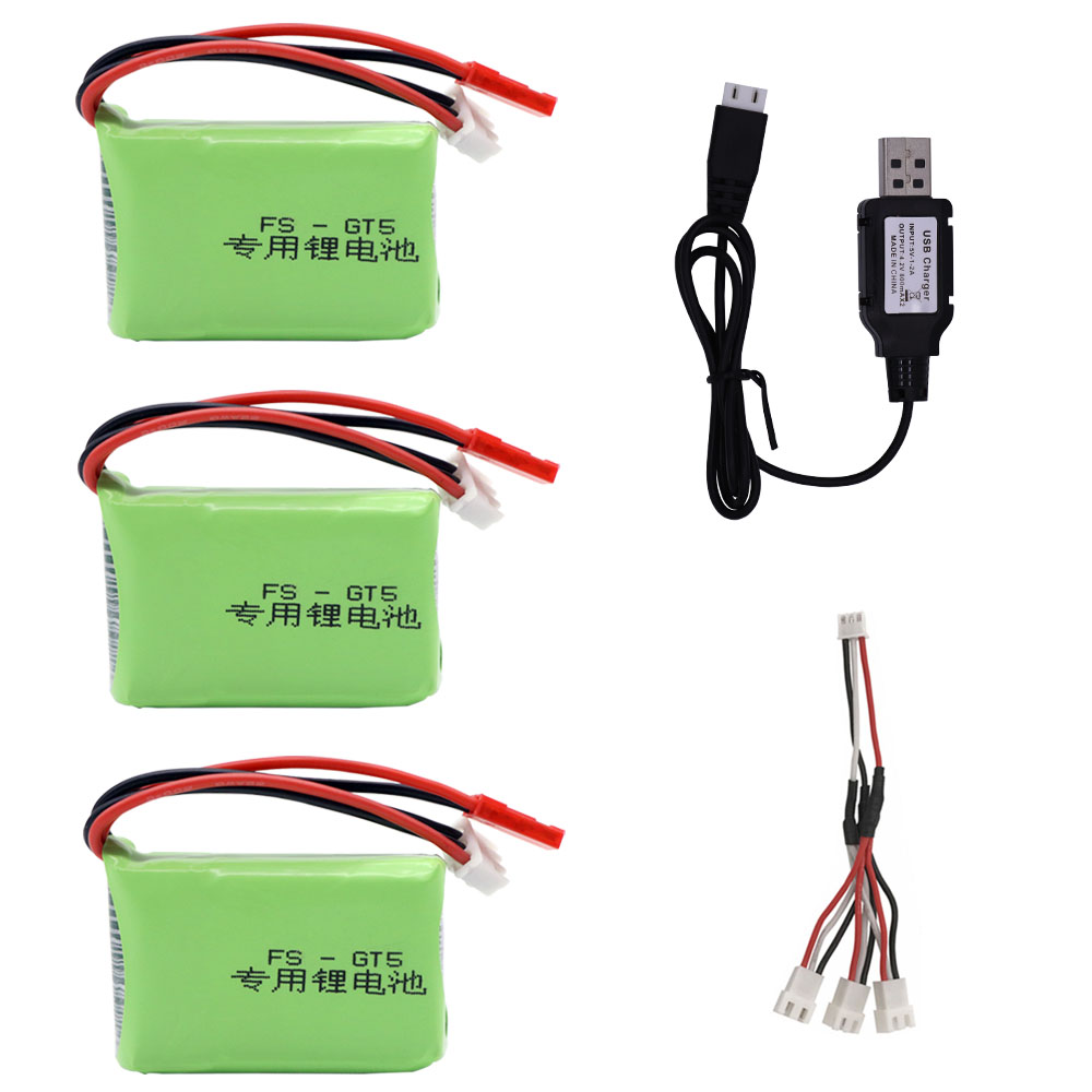 Batería Lipo de 7,4 V, 1500mah, 2S RC y cargador de equilibrio para Flysky FS-GT5, 2,4G, transmisor de 6 canales, coches, barcos, helicópteros, piezas de Juguetes: Negro