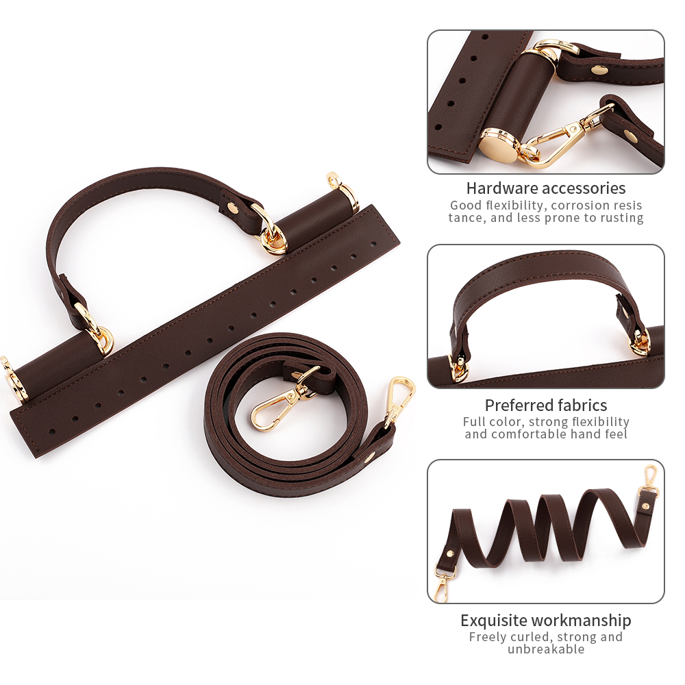 1einstellen Leder Häkeln Tasche Teile Mit Löchern Schwarz Kaffee Gewebte Tasche einstellen Patchwork Griff Gestrickte Tasche DIY Handgemachte Tasche zubehör