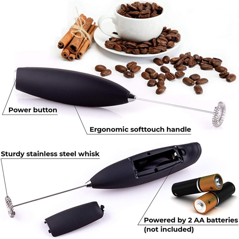 Milk Frother Hand Held Electric Coffee Frother Cappuccino Coffee Maker Milk Foamer Kitchen Mixer Egg Beater, White