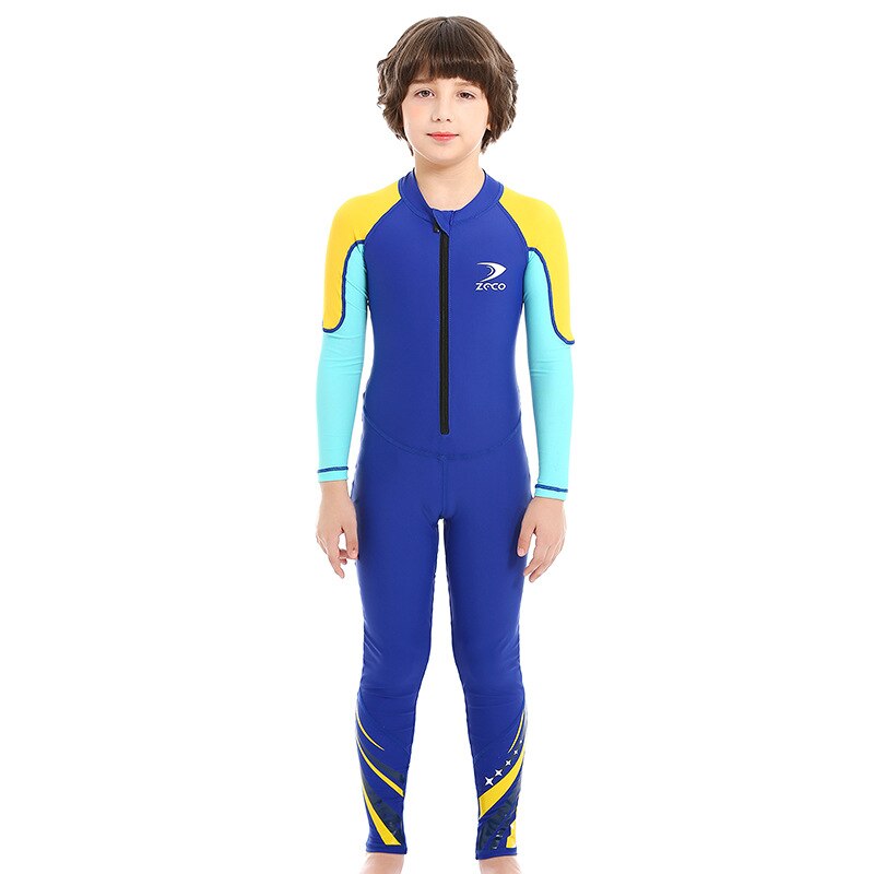 Kids Quick-Dry Nylon Keep Warm One-piece Long Sleeves UV Protection Swimwear RashGuard Girl Boy Scuba Neoprene WetSuit DivngSuit: Gold / M