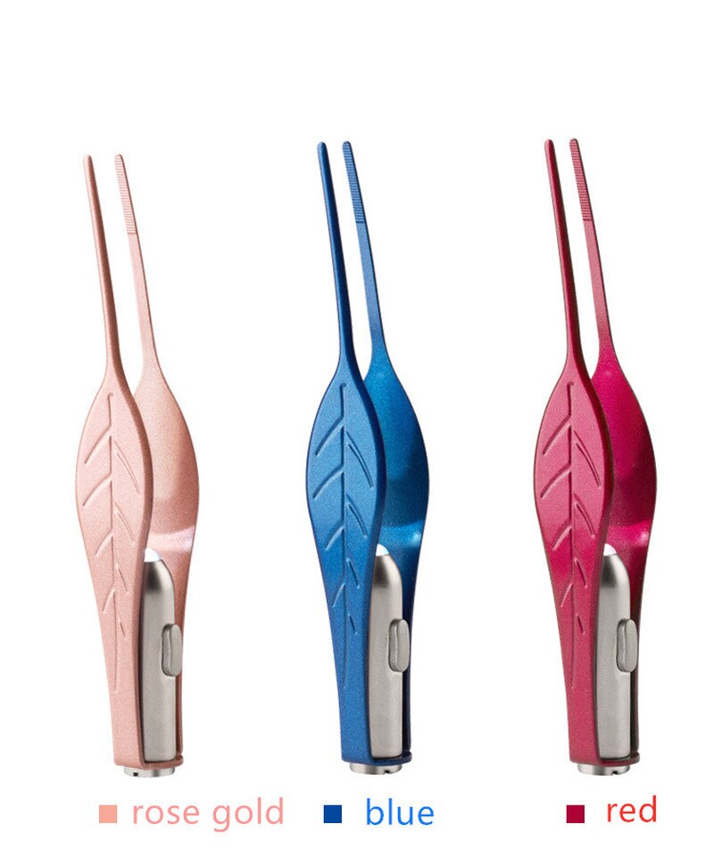 Linterna LED de limpieza para la oreja, la nariz y el ombligo, fórceps de seguridad para cuidado del bebé, pinza limpiadora de plástico, herramienta de seguridad para la cera de la oreja, 1 unidad