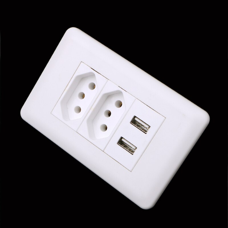 Wall Power Brazil Socket 15A Brasil Standard Double Soquete 5V 2100mA Dual USB Charger Port 115mm*75mm AC 110~250V