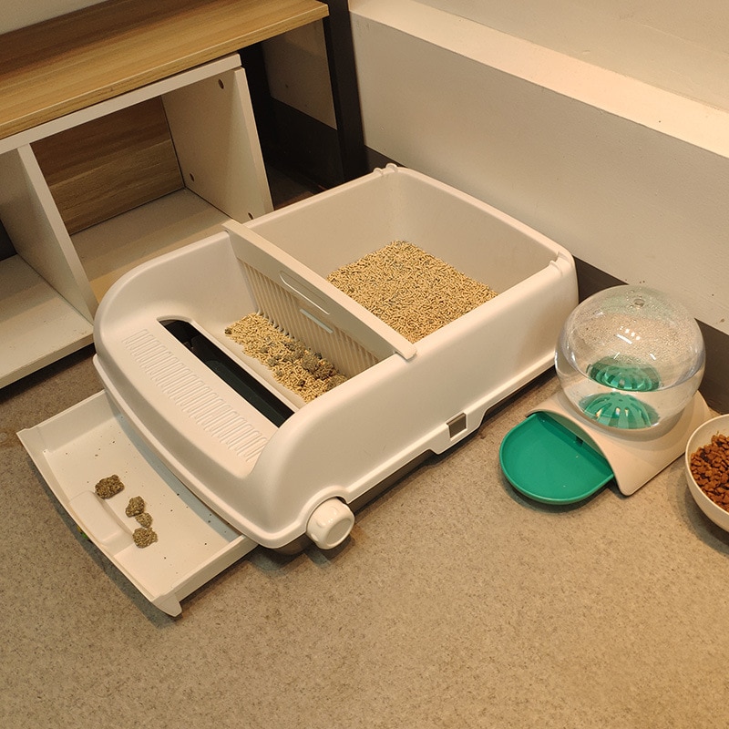 Semi-automatic litter box Cat Litter Box Pet Toilet Training Dog Cat Travel Tray Self Cleaning Cat Litter Box Sand Box Supplies