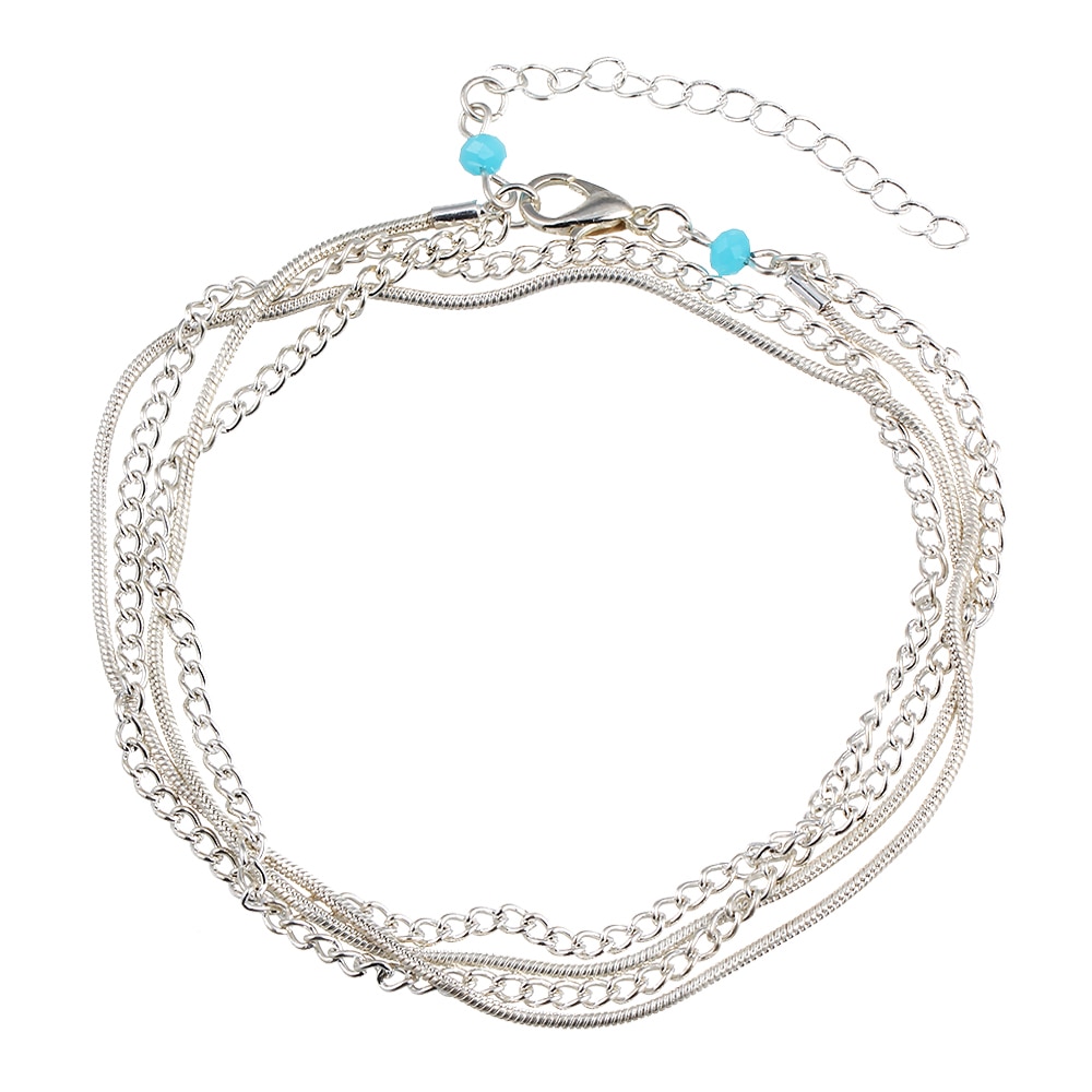 mehrschichtig Silber Farbe Quaste Kette Fußkettchen Böhmischen Sommer Strand Fuß Schlange Kette Knöchel Armbinde Frauen Cheville Schmuck