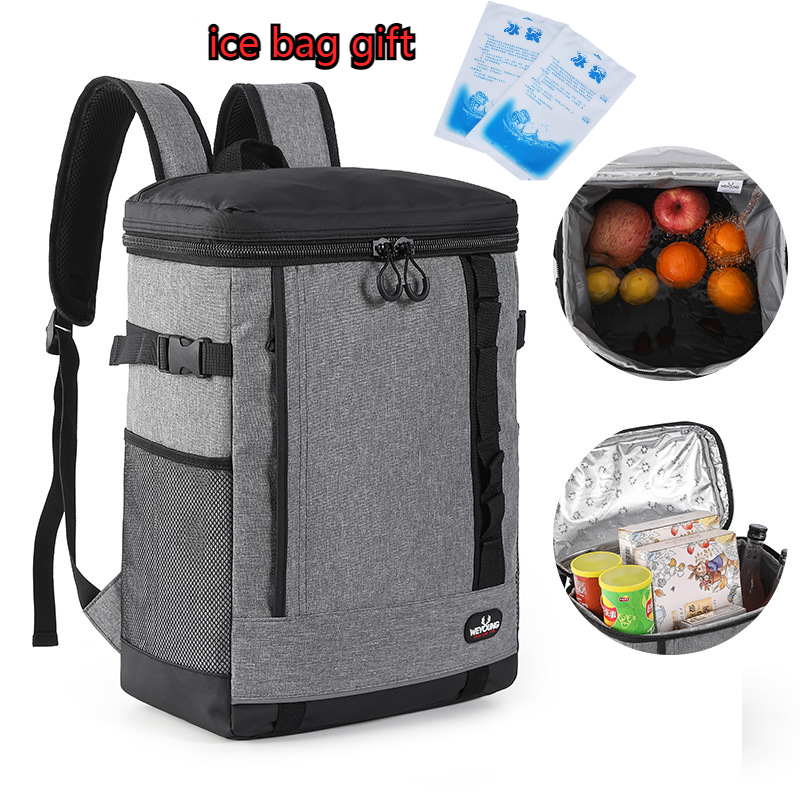Lunchtas Thermische Rugzak Waterdichte Verdikte Koeltas Grote Capaciteit Camping Drink Koelkast Geïsoleerde Picknickdoos: Black