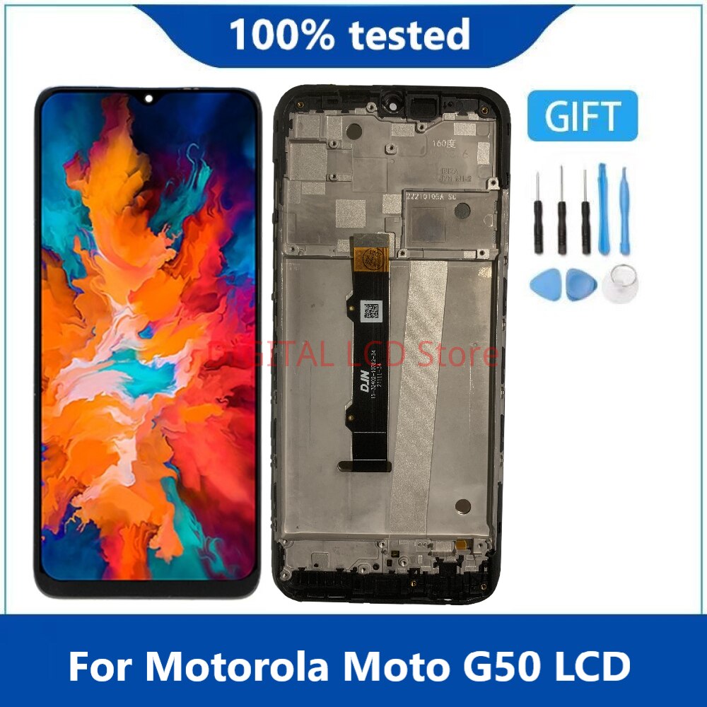 Aaa original display for motorola moto  g10 g20 g30 g50 g60 g100 lcd display touch panel screen digitizer for moto  g40 fusion lcd: G50 with frame