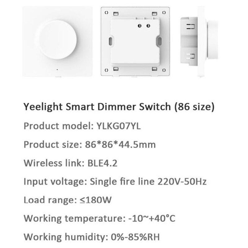 Yeelight YLKG07YL – Dimmer Smart Da Montaggio Per Luci Smart – Bianco, Compatibile Con Yeelight