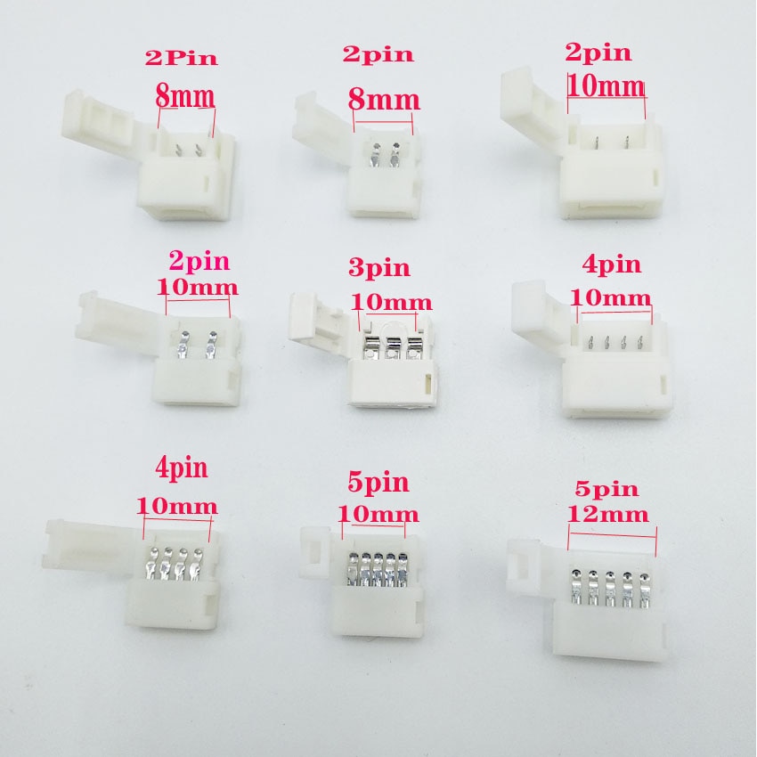 5 stks/partij LED Connector 2 pin 3 pin 4 pin soldeerloze Voor 8mm 10mm 5050 3528 ws2811 ws2812b 5630 5730 smd LED Strip