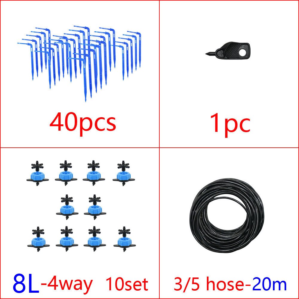 Greenhouse Drip Irrigation 2/4-Way Arrow Dropper Transmitter Irrigation Watering System With 2L/4L/8L Steady Flow Dripper: 8L x 4way
