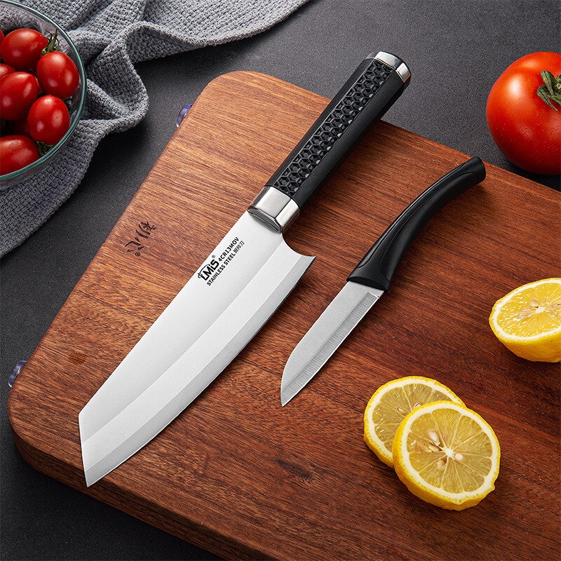 Cuchillo de acero inoxidable 4Cr13 para cortar hueso, utensilio de cocina con mango ergonómico, para Chef, carne de aves de corral, fruta, herramientas de corte: Chef and Fruit knife