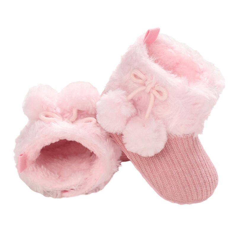 0-18M Baby Mädchen Winter Schuhe Neue tapsen Einfache Multi-farbe Pelzigen Kugel Nette Komfortable Nicht-Unterhose gehen Heraus Stiefel