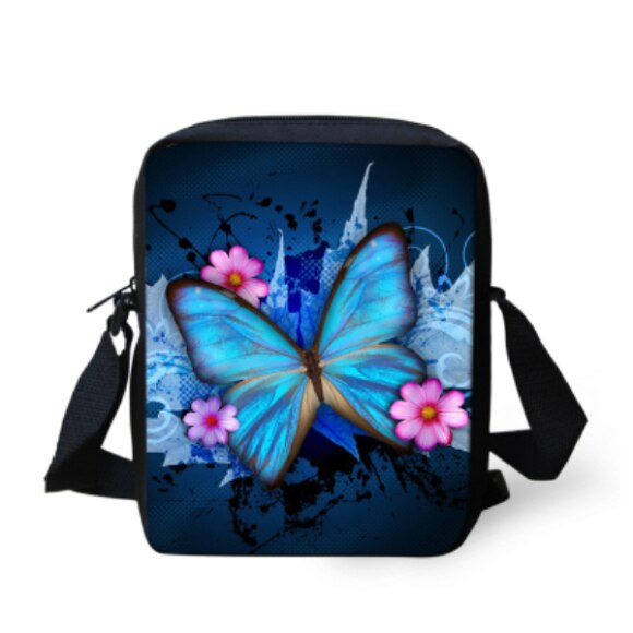 Vlinder Print Vrouwen Messenger Bags Kleine Cross-body Bags Voor Tiener Meisjes Mini Kids Schouder Bolsas Vrouwelijke: Z165E