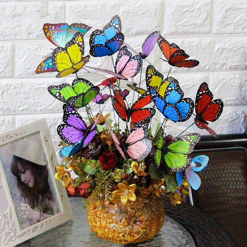 Maceta 3D de simulación de mariposa monarca, decoración impermeable para jardín, flores, boda, patio, exterior, 10/20 Uds.