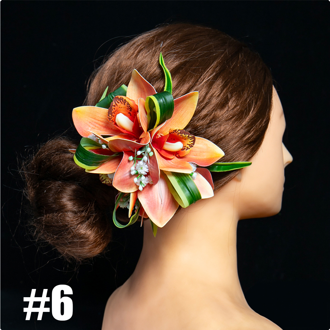 Pinza para el pelo BB de estilo Tropical, tocado de novia con flor de seda hawaiana, tocado de flor de orquídeas, accesorios de baile Aloha Hula: Granate