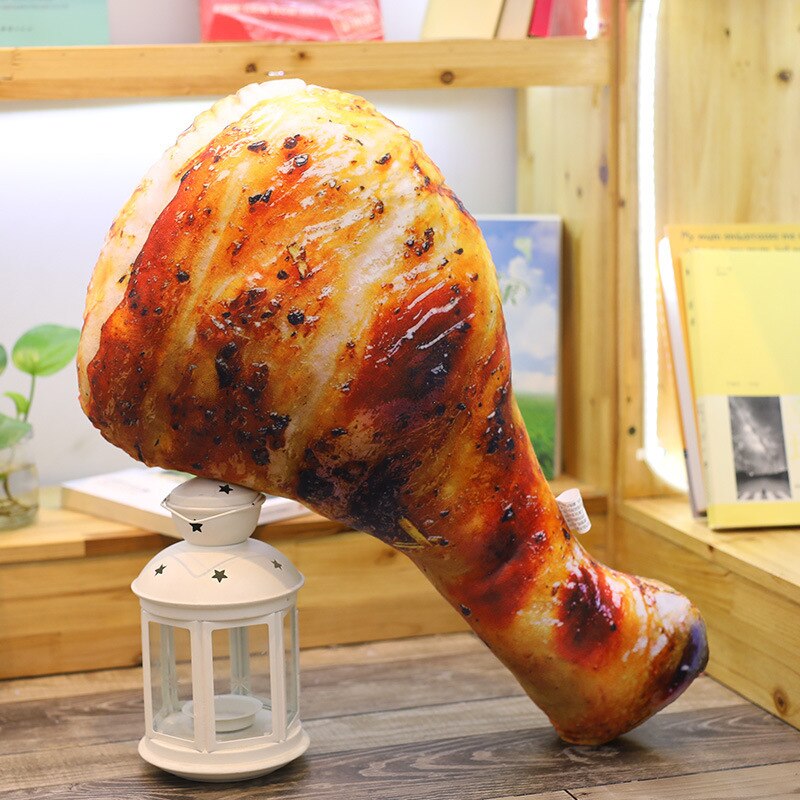 Simulation Food Real Life Style Pillow 20-70cm Personality Funny Chicken Legs Chicken Wings Shrimp Fish Stuffed Toy Cushion: Chicken leg 20cm
