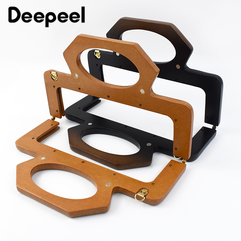 1/2 Stuks 25*15 Cm Mode Houten Tas Handvat Portemonnee Frame Kus Sluiting Diy Handgemaakte Sluiting Naaien beugels Vrouwen Handtas Accessoires