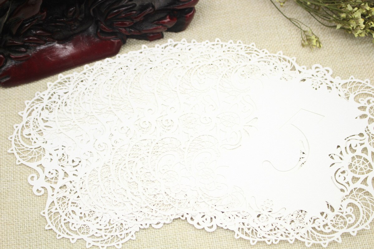 10pcs/set White Hollow Cut Table Number Cards 1-10 Wedding Supplies Table Centerpiece Decorations Wedding Engagement Party Decor