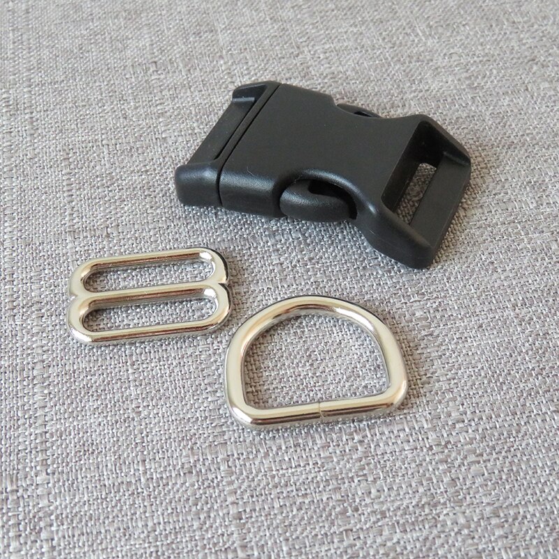 10 sets/lot 25mm webbing plastic breakaway buckle metal D ring strap belt slider for pet dog collar necklace handmade accessory