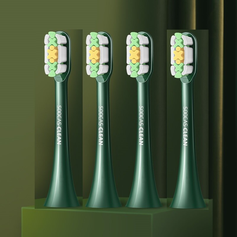 SOOCAS – têtes de brosse à dents électrique X3U-Van Gogh, têtes de rechange originales et authentiques, sous vide, vert: 4pcs