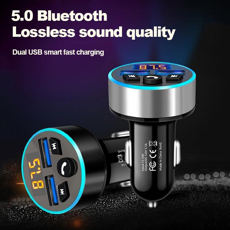 Trasmettitore FM Modulatore Lettore Mp3 per auto Musica senza fili Bluetooth 5.0 Caricatore rapido USB auto Aux Radio kit vivavoce per auto