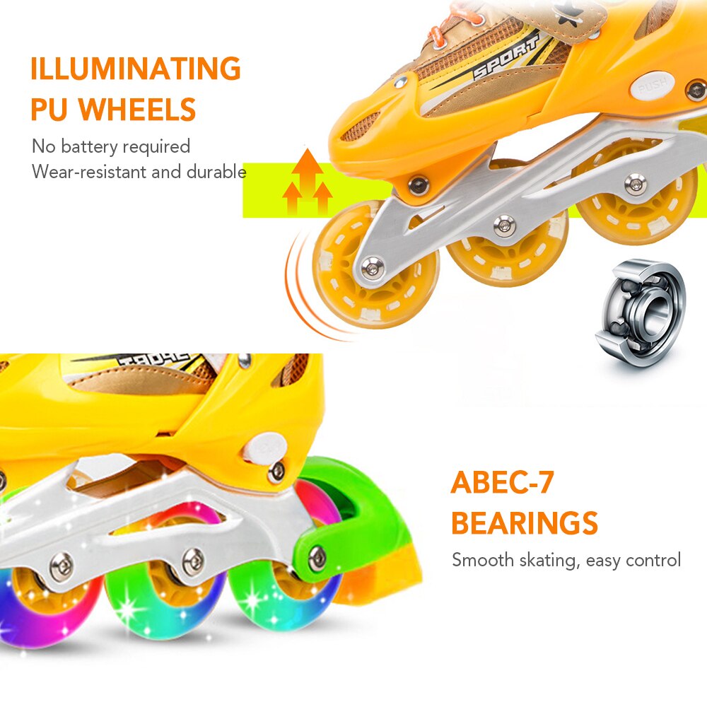 Adjustable Kids Inline Skates with Light Up PU Wheels Aluminum Alloy Frame Roller Skates for Children Adult Skate Shoes Patines