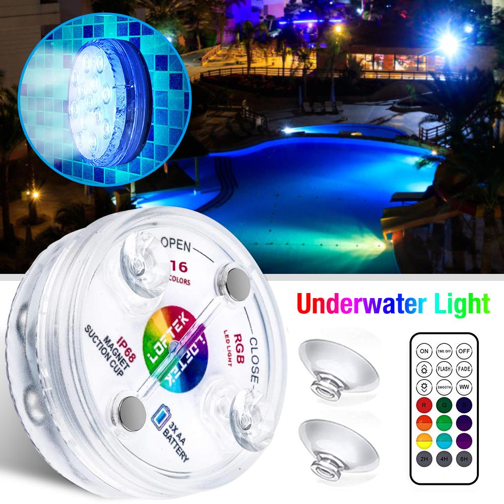 16 Kleur Onderwater Licht Led Rgb Submersible Zwembad Lamp IP68 Waterdicht Met Rf Afstandsbediening Voor Aquaria Aquaria