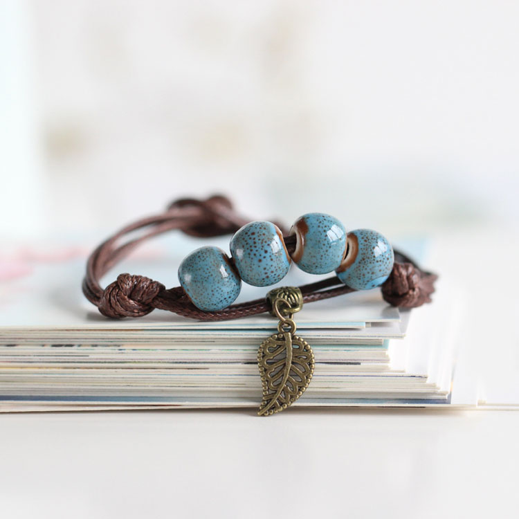 Pulsera de Cerámica con Cuentas - Cuentas Redondas - Estilo Vintage - Joyería para Mujer