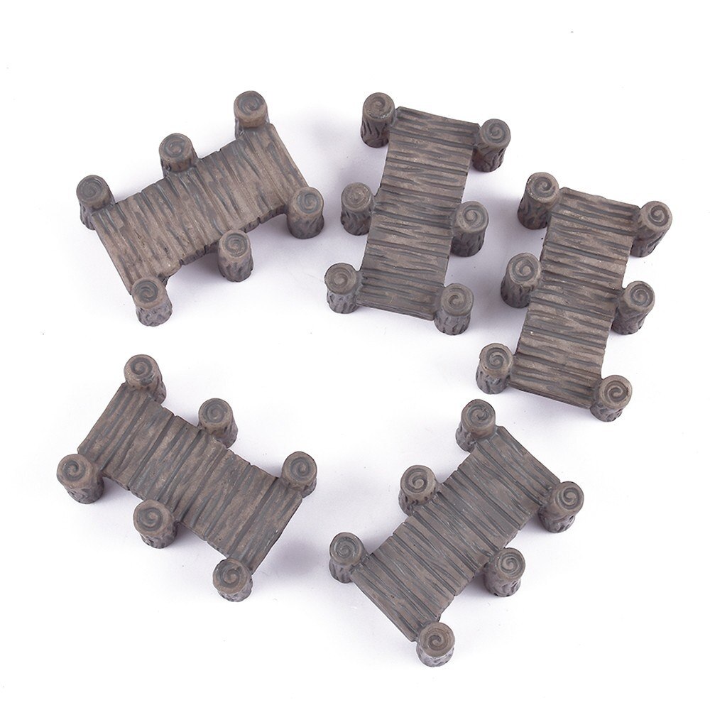1 Set Mini Wooden Bridge Micro Landscape Resin Bonsai Figurines Fairy Garde Garden Decor Decoration Home & Kitchen Fairy