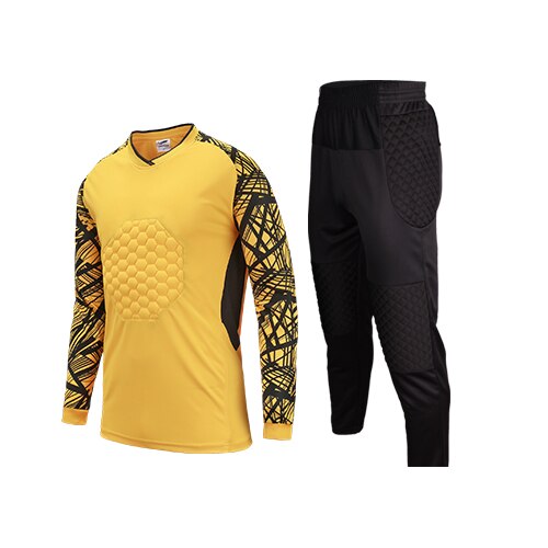 Autunno Inverno degli uomini di guanti Da Portiere di Calcio Uniforme SuitLong Uniformi di Formazione di Calcio a maniche corte Vestiti di Sport: 025Yellow / XL