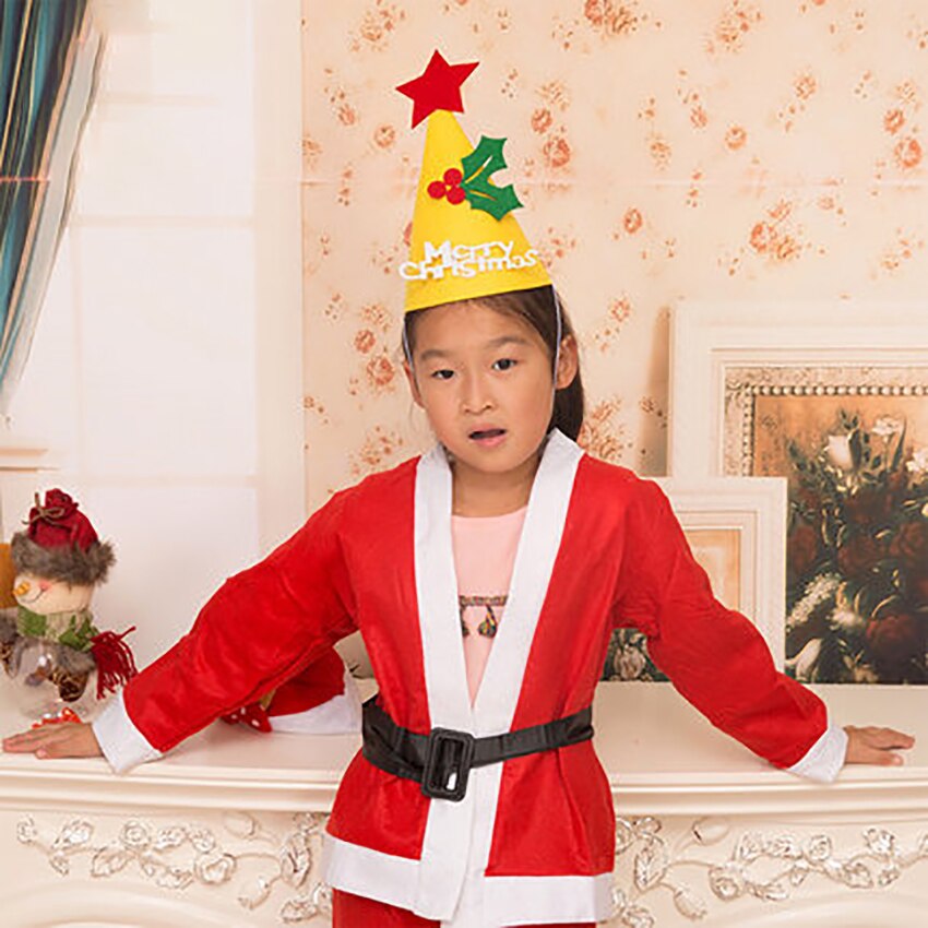 Kerstmuts van niet-geweven stof, cartoon kerstman, sneeuwpop, kerstboom, kerstversiering voor dames/heren/kinderen/volwassenen